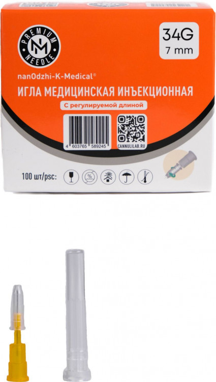 Инъекционная игла с регулируемой длинной 34G*7mm Инъекционная игла с регулируемой длинной 34G*7mm