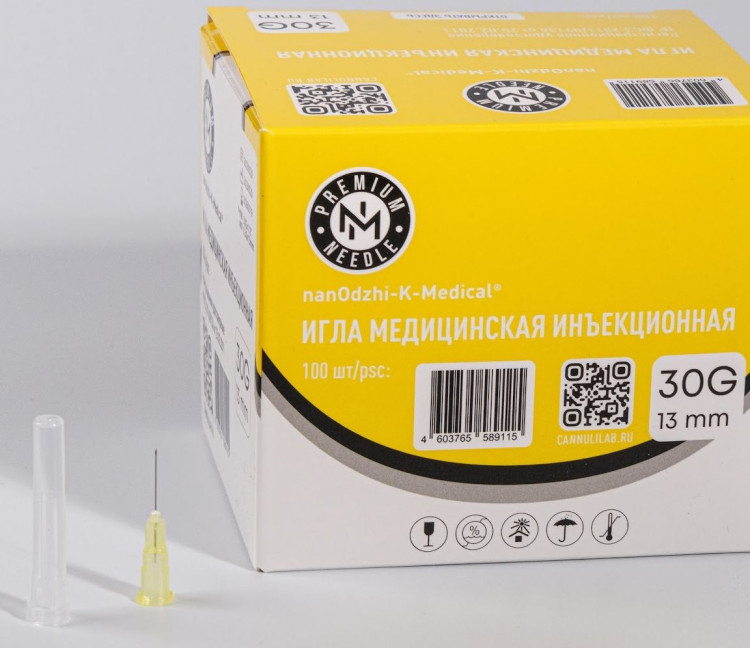 Инъекционная одноразовая игла 30g (0,3 x 13 mm) 100 шт NanoDzhi Инъекционная одноразовая игла 30g (0,3 x 13 mm) 100 шт NanoDzhi